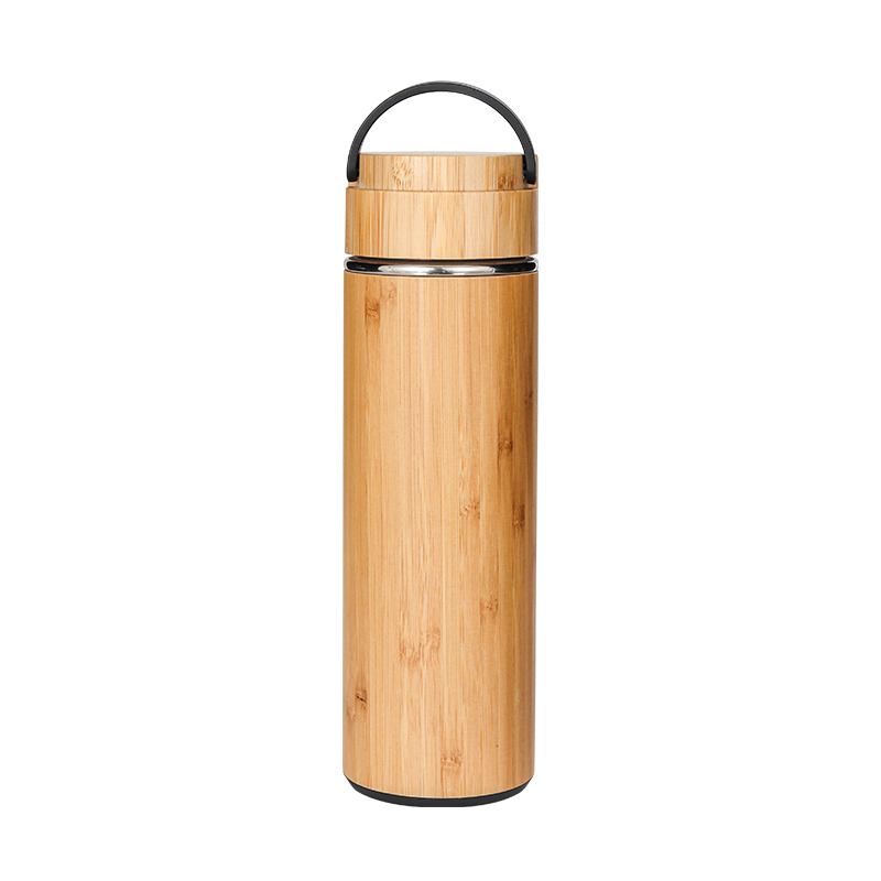Hot Sales Double Wall Stainless Steel Liner Bamboo Vacuum Insulated Flask With Tea Infuser And Strainer