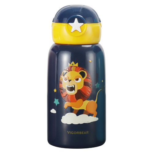 Hot Sell Stainless Steel Children's Thermos Cup Two Cover Set Cartoon with Straw Dual Purpose Fashion Sports Kettle
