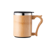 Promotional Design Vacuum Insulated Stainless Steel Bamboo Travel Mug Coffee Cup